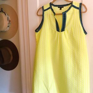 J.CREW Neon Yellow Geometric Print Dress W Pockets